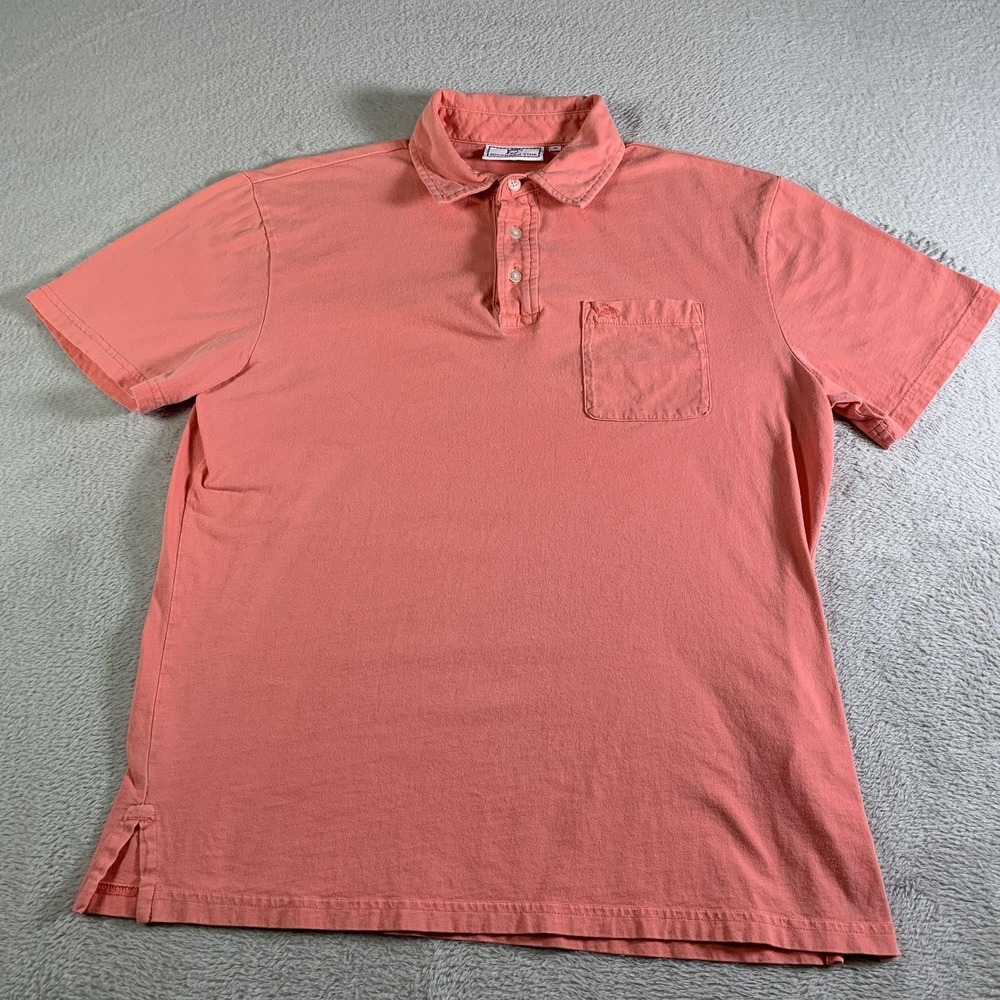 Southern Tide Polo Shirt Mens Medium Pink Solid Pocket Soft Cotton Casual FLAW